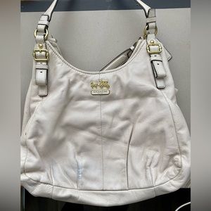 Coach white leather hobo bag